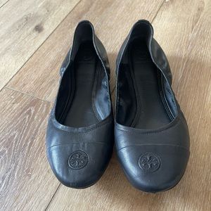 Tory Burch Ballet Flats Black with logo size 10